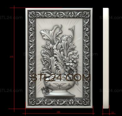 Art panel (Composition with flowers, PD_0501) 3D models for cnc
